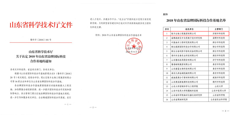 6008集团官方网站生物集团喜获2018年山东省品牌国际科技相助基地认定和2018年重点研发妄想（国际相助）项目100万资金帮助   6008集团官方网站生物集团|贡献医疗科技 包管人类康健